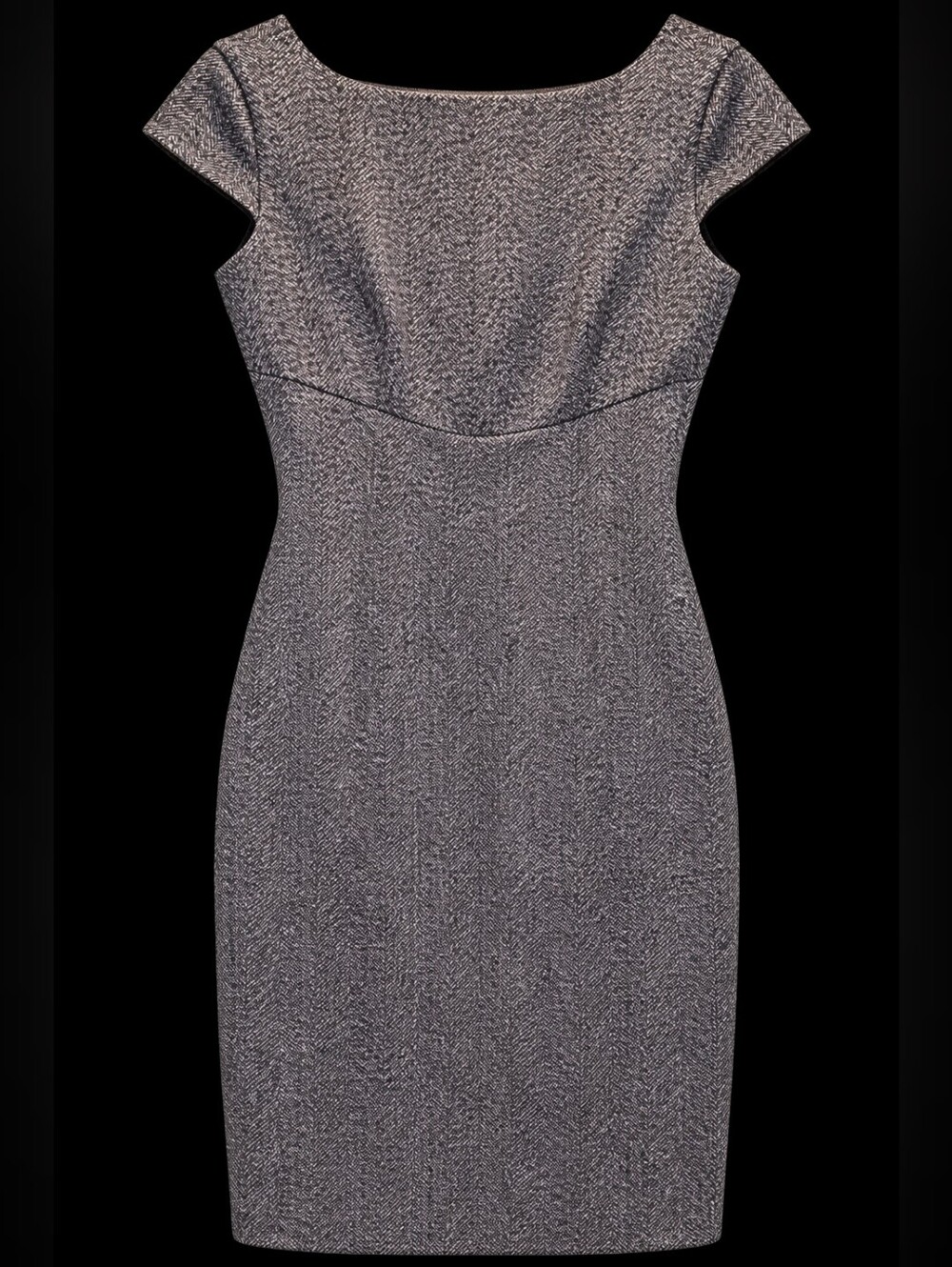 Max Mara Made in Italy Herringbone Sheath Dress V-Back Bow Detail Women's Size 8